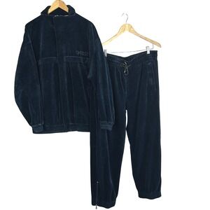 Southpole Vintage Mens XL Navy Blue Velour Tracksuit Full Zip Jacket Pants Y2K